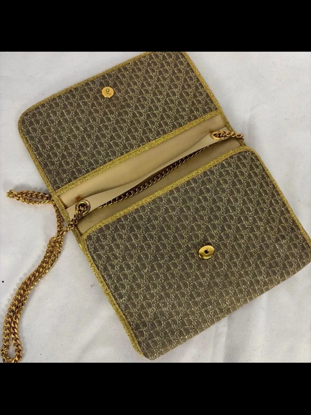 Dior Brown Monogram Crossbody with Gold Chain Strap